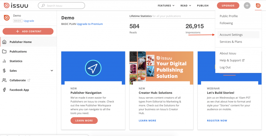 Step 1: For the process of delete issuu account, first login into account.